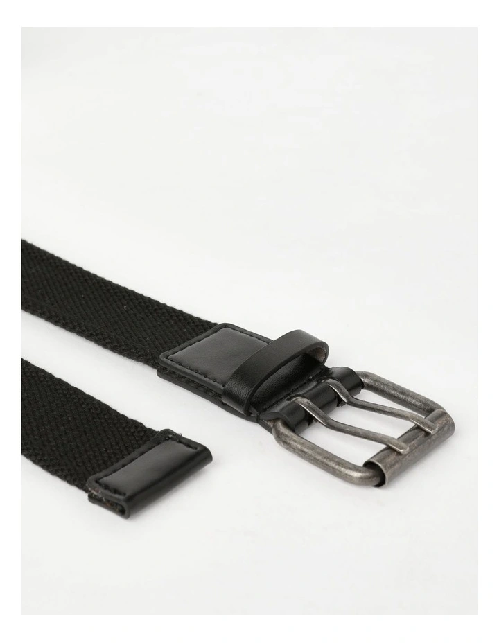 Eyelet Roller Buckle Webbing Belt In Black 6 Eyelet Roller Buckle Webbing Belt In Black - Image 6