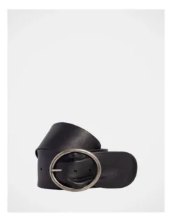 Basque Peyton Leather Belt In Black