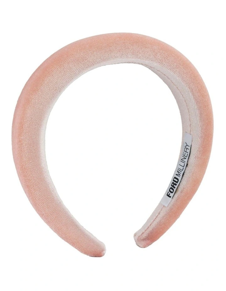 Velvet Padded Headband In Peachy Pink 1 Velvet Padded Headband In Peachy Pink