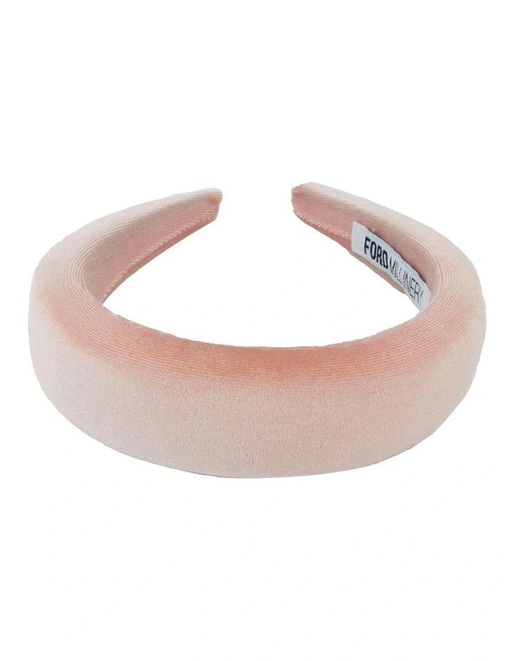 Velvet Padded Headband In Peachy Pink 3 Velvet Padded Headband In Peachy Pink - Image 3