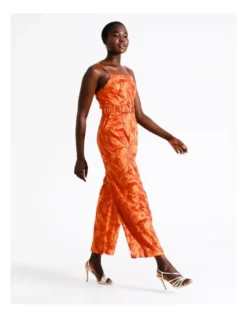 Organic Linen Belted Jumpsuit In Orange Palm 12 Organic Linen Belted Jumpsuit In Orange Palm -Myer Clothing Shop 942228910 6 720x928