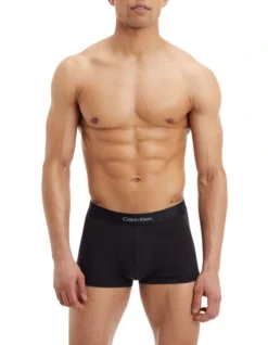 Calvin Klein Monolith Low Rise Cotton Trunk In Black