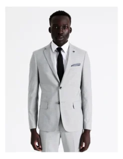 Tailored Plain Marle Suit Jacket In Grey