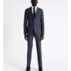 Slim Marle Herringbone Suit Jacket In Denim