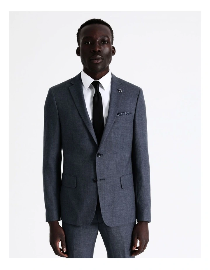 Slim Marle Herringbone Suit Jacket In Denim 2 Slim Marle Herringbone Suit Jacket In Denim - Image 2