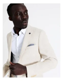 Slim Plain Linen Blend Suit Jacket In Ecru 11 Slim Plain Linen Blend Suit Jacket In Ecru -Myer Clothing Shop 942283090 5 720x928
