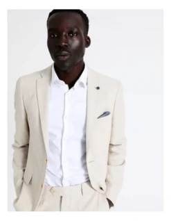 Slim Plain Linen Blend Suit Jacket In Ecru 12 Slim Plain Linen Blend Suit Jacket In Ecru -Myer Clothing Shop 942283090 6 1 720x928