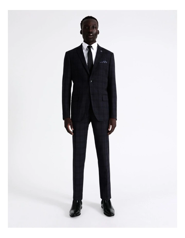 Tailored Check Suit Jacket In Navy 2 Tailored Check Suit Jacket In Navy - Image 2