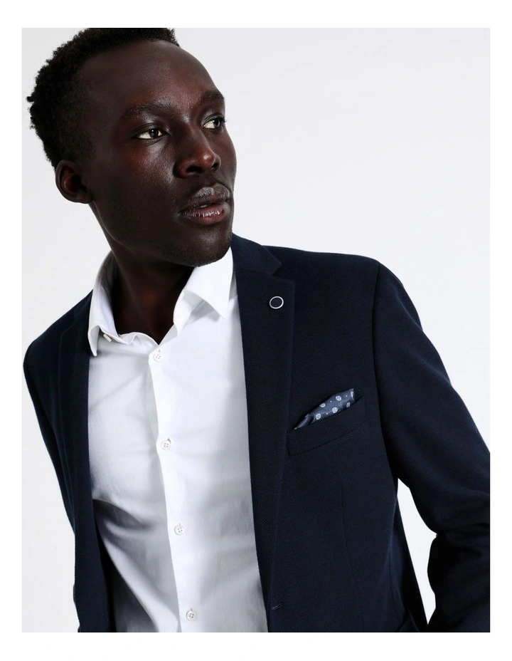 Pique Knit Blazer In Navy 1 Pique Knit Blazer In Navy