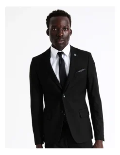 Slim Twill Suit Jacket In Black