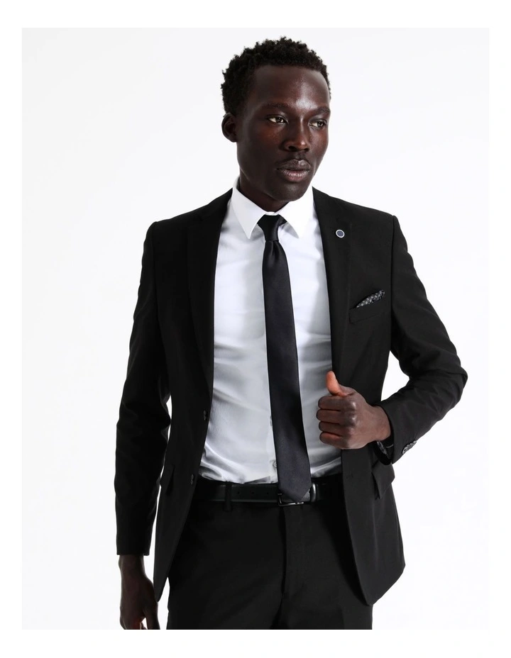 Slim Twill Suit Jacket In Black 2 Slim Twill Suit Jacket In Black - Image 2