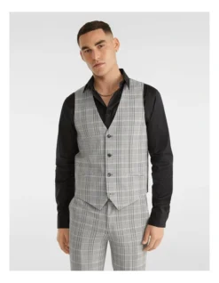 Monza Check Waistcoat In Grey