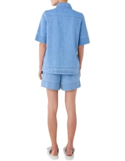 Cotton Linen Denim Short In Indigo Blue -Myer Clothing Shop 943129720 3 720x928