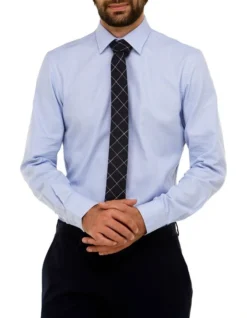 Brooksfield Micro Textured Regular Fit Business Shirt In Blue