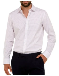 Brooksfield Micro Geo Print Regular Fit Business Shirt In Wine