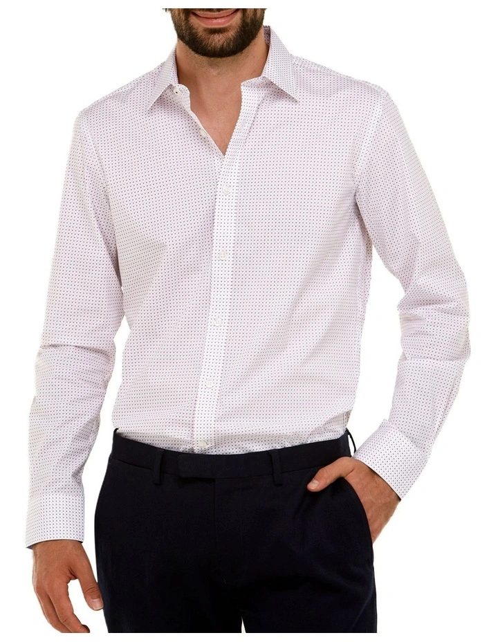 Brooksfield Micro Geo Print Regular Fit Business Shirt In Wine 1 Brooksfield Micro Geo Print Regular Fit Business Shirt In Wine