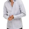 Brooksfield Fine Dot Slim Fit Dress Shirt In White/Navy