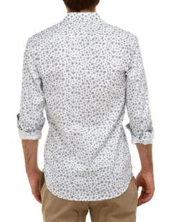 Brooksfield Abstract Floral Print Slim Fit Dress Shirt In White -Myer Clothing Shop 943184620 3 720x928