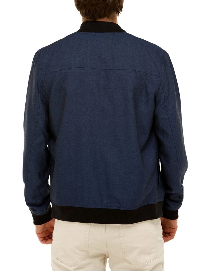Brooksfield Herringbone Bomber Jacket In Navy 3 Brooksfield Herringbone Bomber Jacket In Navy - Image 3