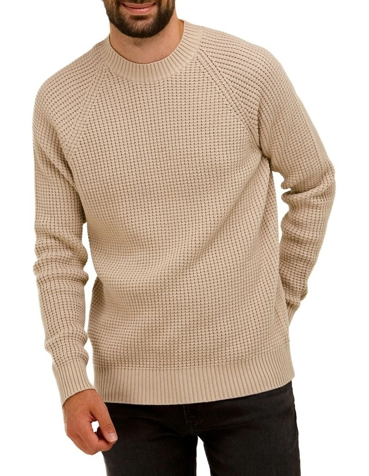 Brooksfield Crew Neck Knit Sweater In Beige 1 Brooksfield Crew Neck Knit Sweater In Beige