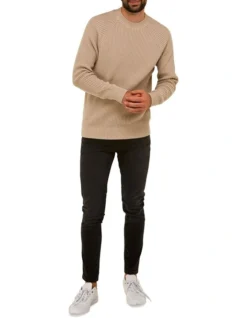 Brooksfield Crew Neck Knit Sweater In Beige 7 Brooksfield Crew Neck Knit Sweater In Beige -Myer Clothing Shop 943185340 4 720x928
