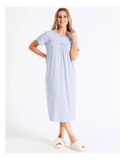 SOHO Knit Mid Length Nightie In Blue