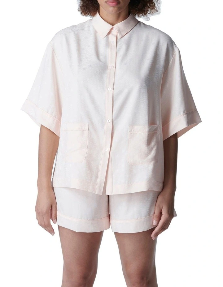Simone Perele Caprice Short Sleeve Shirt In Baby Pink 1 Simone Perele Caprice Short Sleeve Shirt In Baby Pink