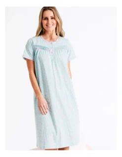 SOHO Mid Length Nightie In Teal -Myer Clothing Shop 943551550 3 720x928