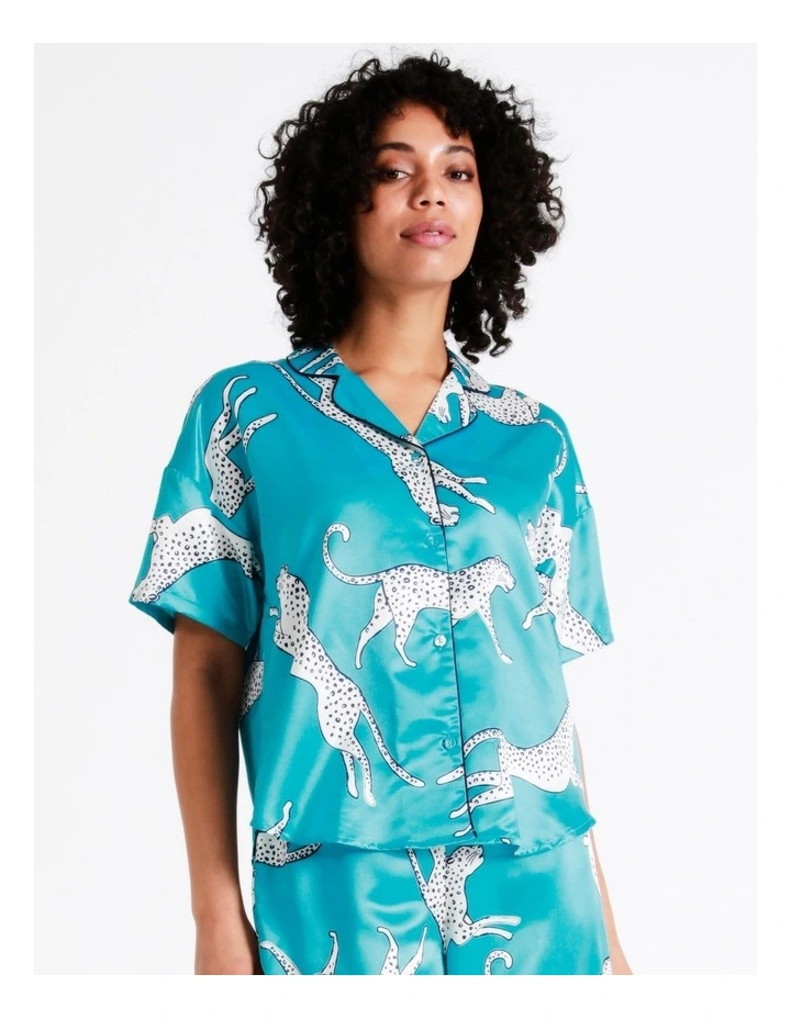 Chloe & Lola Satin Sleep Shirt In Teal 1 Chloe & Lola Satin Sleep Shirt In Teal