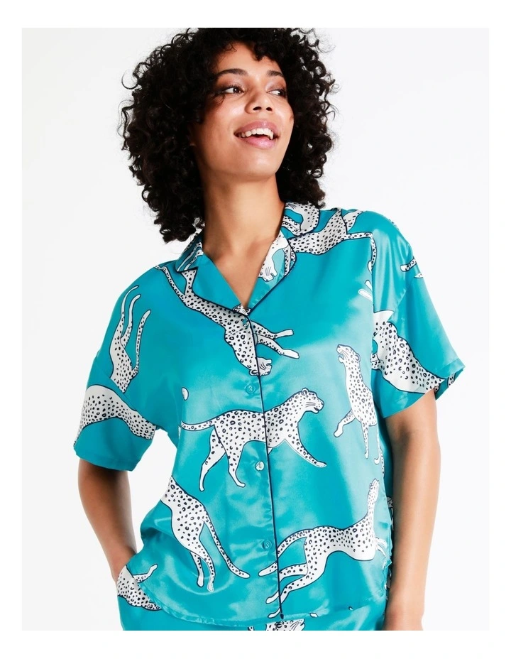 Chloe & Lola Satin Sleep Shirt In Teal 5 Chloe & Lola Satin Sleep Shirt In Teal - Image 5