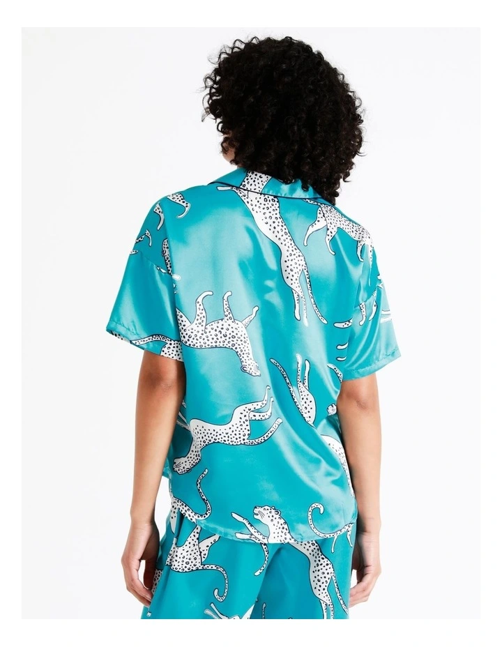 Chloe & Lola Satin Sleep Shirt In Teal 7 Chloe & Lola Satin Sleep Shirt In Teal - Image 7