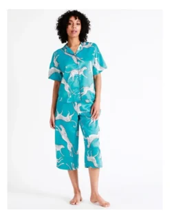 Chloe & Lola Satin 3/4 Sleep Pant In Teal -Myer Clothing Shop 943551820 3 720x928