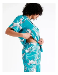 Chloe & Lola Satin 3/4 Sleep Pant In Teal -Myer Clothing Shop 943551820 5 720x928