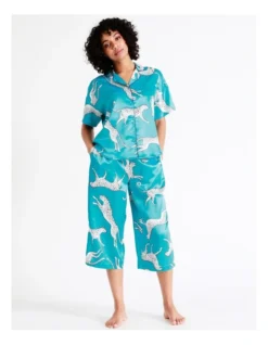 Chloe & Lola Satin 3/4 Sleep Pant In Teal -Myer Clothing Shop 943551820 6 720x928