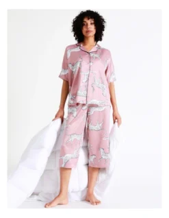 Chloe & Lola Satin 3/4 Sleep Pant In Dusty Pink