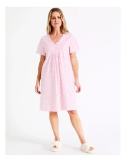 SOHO Short Length Nightie In Pink