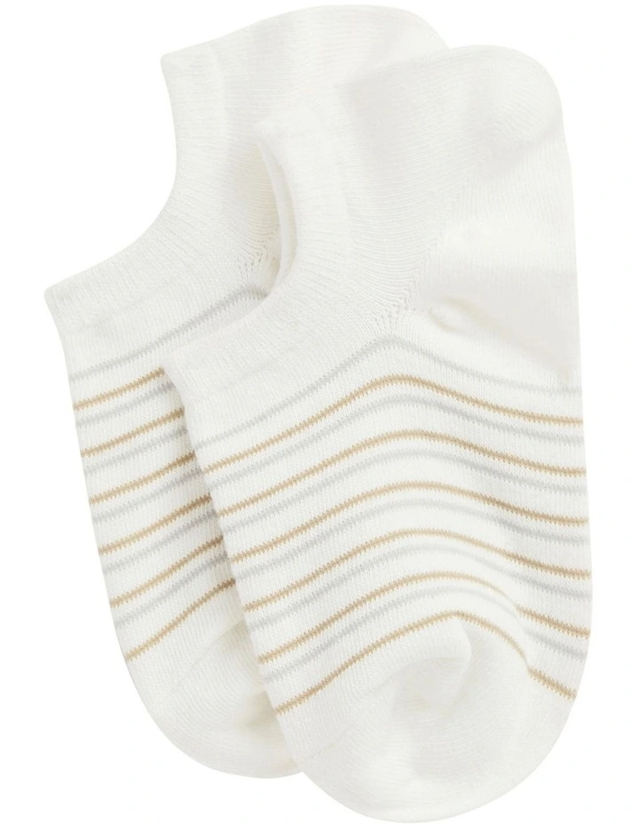 Mini Stripe Sneaker Sock In White 1 Mini Stripe Sneaker Sock In White