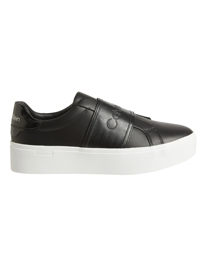 Calvin Klein Leather Flatform Slip On Sneakers In Black 1 Calvin Klein Leather Flatform Slip On Sneakers In Black