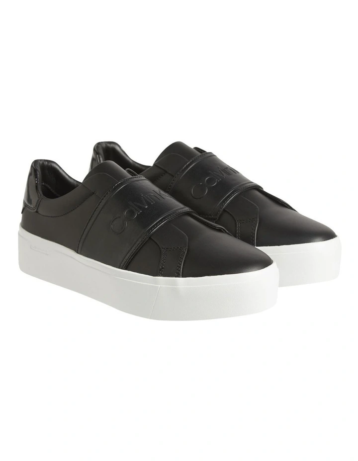 Calvin Klein Leather Flatform Slip On Sneakers In Black 2 Calvin Klein Leather Flatform Slip On Sneakers In Black - Image 2