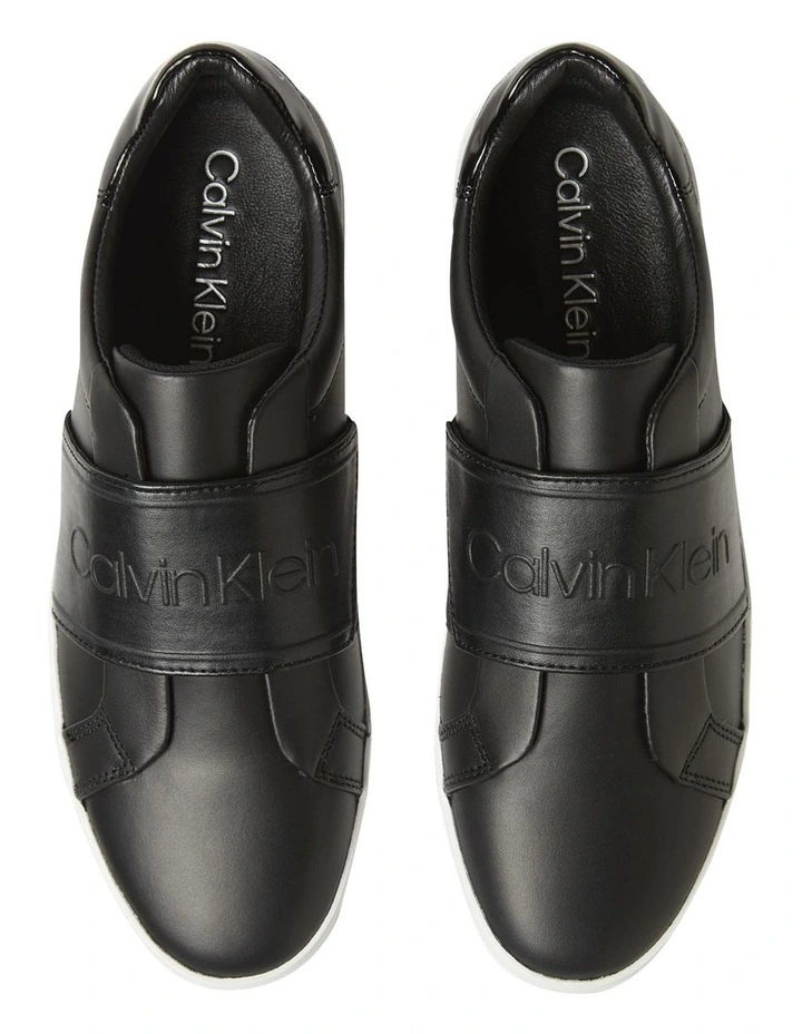 Calvin Klein Leather Flatform Slip On Sneakers In Black 3 Calvin Klein Leather Flatform Slip On Sneakers In Black - Image 3