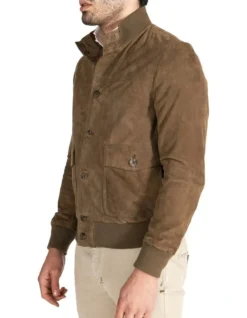 Suede Leather Button Bomber Jacket -Myer Clothing Shop 943965460 5 720x928