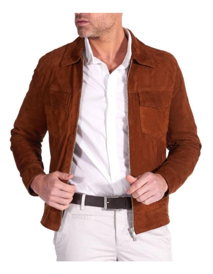 Lewis Suede Leather Unlined Jacket COGNAC 1 Lewis Suede Leather Unlined Jacket COGNAC