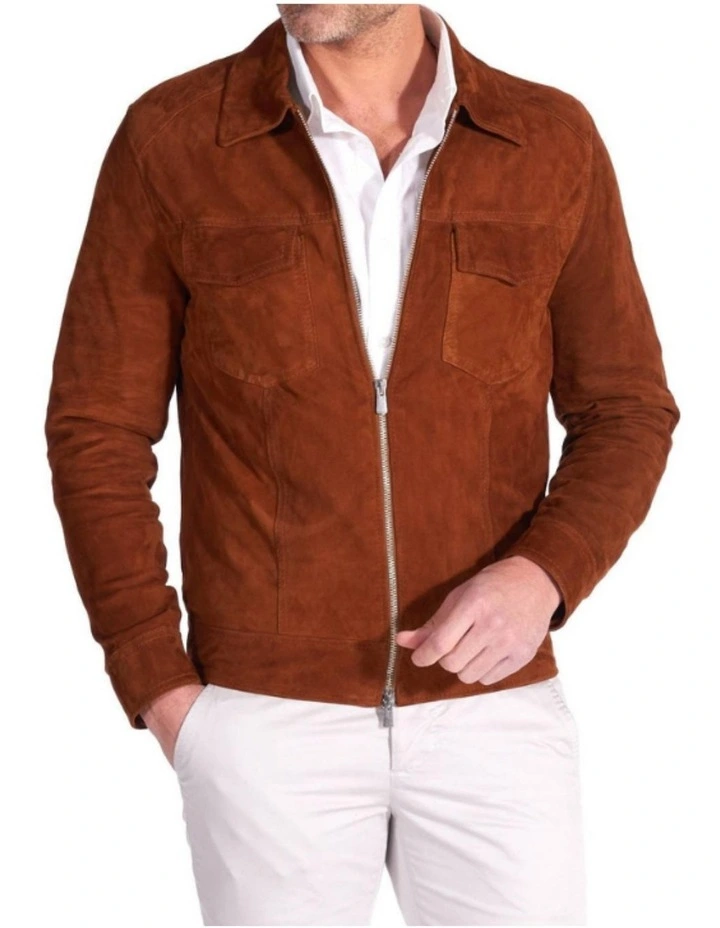 Lewis Suede Leather Unlined Jacket COGNAC 2 Lewis Suede Leather Unlined Jacket COGNAC - Image 2