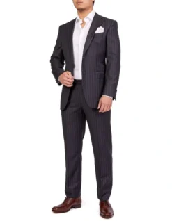 Dun Full Canvas R-Stripe Suit CHARCOAL REG