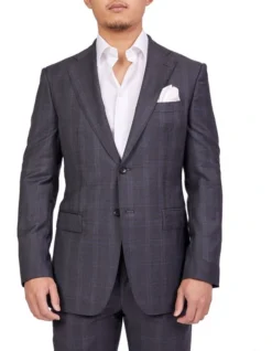 Dun Full Canvas Check Suit GREY REG 9 Dun Full Canvas Check Suit GREY REG -Myer Clothing Shop 943966900 3 720x928