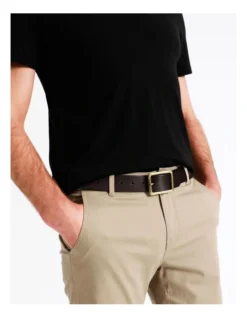 Leather Belt With Buckle In Brown