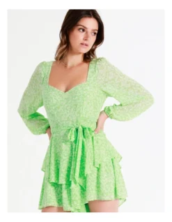 Recycled Flouncy Sweetheart Playsuit In Lime -Myer Clothing Shop 945490420 7 720x928