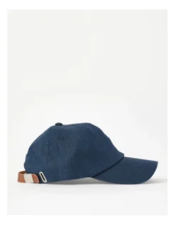 Cotton/Linen Blend Cap With PU Adjustable Strap In Navy -Myer Clothing Shop 945814420 4 1 720x928
