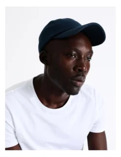 Cotton/Linen Blend Cap With PU Adjustable Strap In Navy -Myer Clothing Shop 945814420 5 1 720x928