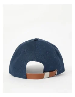 Cotton/Linen Blend Cap With PU Adjustable Strap In Navy -Myer Clothing Shop 945814420 6 720x928